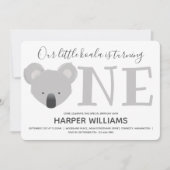 Invitation Koala Turning One mignonne Animal 1er Anniversaire (Devant)