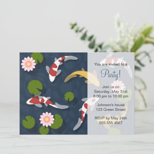 Invitation Koi Fish Pond (Debout devant)