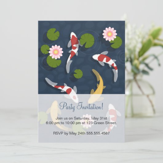Invitation Koi Fish Pond (Debout devant)