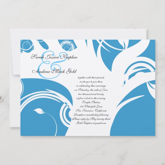 Invitation Kol Sasson Mariage juif hébreu bleu (Dos)