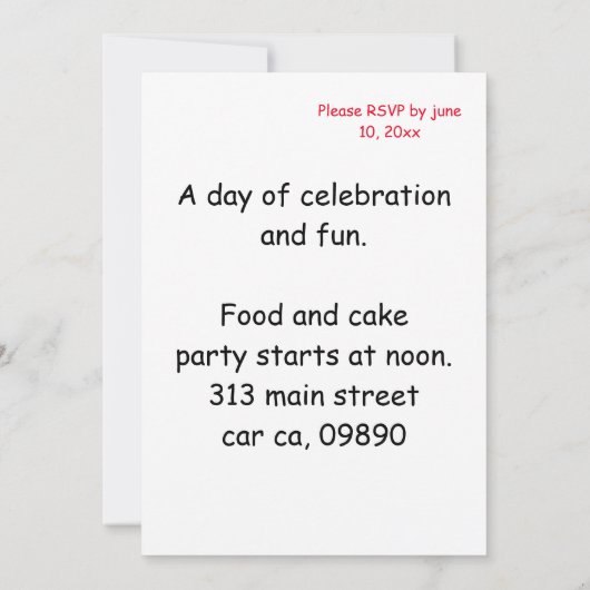 Invitation Komodo Dragon assis à table avec un gâteau d'anniv (Dos)