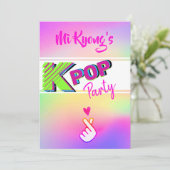 Invitation Korean K-pop Main dans le cœur Fête arc-en-ciel  (Debout devant)