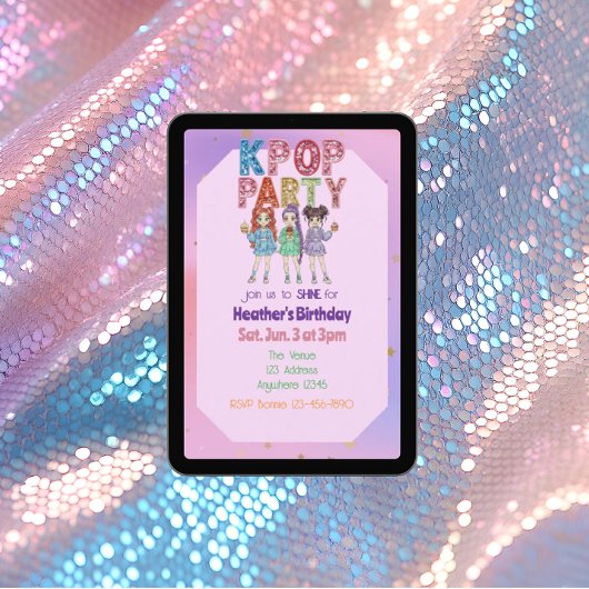 Invitation KPOP Glitter Patch Shine Birthday