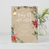 Invitation Kraft a l'air À feuillage persistant Baby il fait  (Debout devant)