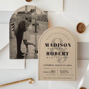 Invitation Kraft Ampersand Mariage photo noir et blanc