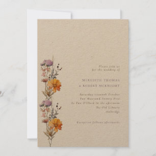 Invitation Kraft Automne Orange & Purple Fleur sauvage Mariag