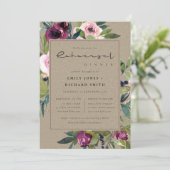 INVITATION KRAFT BLUSH BURGUNDY FLORAL BUNCH REHEARSAL DÎNER (Debout devant)