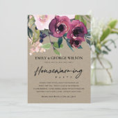 INVITATION KRAFT BLUSH BURGUNDY FLORAL HOUSEWARMINY PARTY (Debout devant)