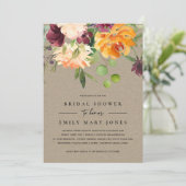 INVITATION KRAFT BLUSH JAUNE ORANGE FÊTE DES MARIÉES FLORALE (Debout devant)