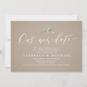 Invitation Kraft calligraphie verte enregistrer la nouvelle d