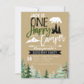 Invitation Kraft Camper 1er Anniversaire Camping Party (Devant)