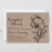 Invitation Kraft cartons fleuris mariage couples douche (Devant)