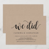 Invitation Kraft de ferme rustique, écriture noire, évasion a (Devant / Derrière)