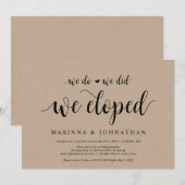 Invitation Kraft de ferme rustique, écriture noire, Mariage F (Devant / Derrière)