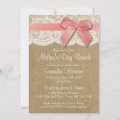 Invitation Kraft, dentelle et boue rose Brunch de la fête des (Devant)