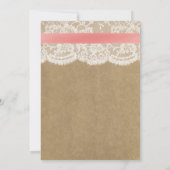 Invitation Kraft, dentelle et boue rose Brunch de la fête des (Dos)