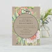 INVITATION KRAFT DESERT SUCCULENT CACTI FOLIAGE COUPLE DOUCHE (Debout devant)