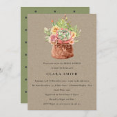 INVITATION KRAFT DESERT SUCCULENT CACTI FOLIAGE FÊTE DES MARI (Devant / Derrière)