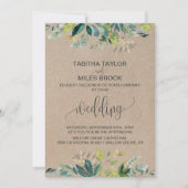 Invitation Kraft Foliage | Mariage d'emballage Monogram & Det (Devant)