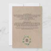 Invitation Kraft Foliage | Mariage d'emballage Monogram & Det (Dos)