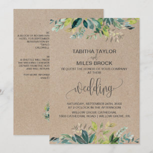 Invitation Kraft Foliage   Mariage d'emballage Monogram & Det