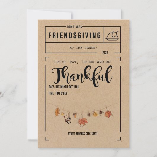 Invitation Kraft / Friendsgiving entre amis (Devant)