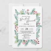 Invitation Kraft Hiver Feuilles Cadre vert (Devant)