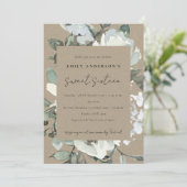 INVITATION KRAFT IVORY BUNCH FLORAL BLANC SWEET 16 ANNIVERSAI (Debout devant)