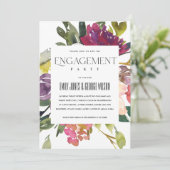 INVITATION KRAFT JAUNE BLUSH BURGUNDY FIANÇAILLES FLORAL (Debout devant)