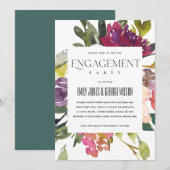 INVITATION KRAFT JAUNE BLUSH BURGUNDY FIANÇAILLES FLORAL (Devant / Derrière)