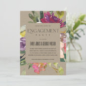 INVITATION KRAFT JAUNE BLUSH BURGUNDY FIANÇAILLES FLORAL (Debout devant)