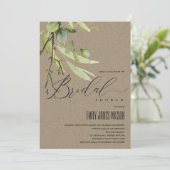 INVITATION KRAFT LEAFEN GREEN FOLIAGE FÊTE DES MARIÉES EN COU (Debout devant)