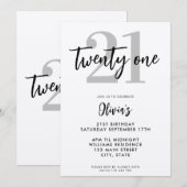 Invitation Kraft moderne Elégant 21e anniversaire (Devant / Derrière)