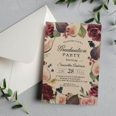 Invitation Kraft Moody & Rustic Burgundy Figs & Fleurs Cadre