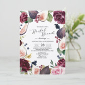 Invitation Kraft Moody & Rustic Burgundy Figs & Fleurs Cadre (Debout devant)