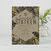 Invitation Kraft Palm Tropical Feuille Summer Island Sweet 16 (Debout devant)