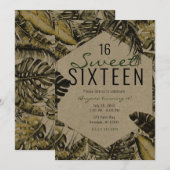 Invitation Kraft Palm Tropical Feuille Summer Island Sweet 16 (Devant / Derrière)