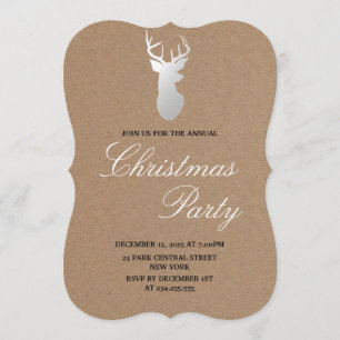 Invitation Kraft Papier Argent Antler Russe Noël Party
