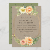 INVITATION KRAFT PEACH DESERT SUCCULENT CACTI FOLIAGE MARIAGE (Devant / Derrière)
