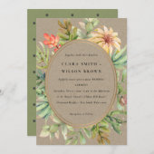 INVITATION KRAFT PEACH DESERT SUCCULENT CACTI FOLIAGE MARIAGE (Devant / Derrière)