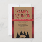 Invitation Kraft Plaid Bear Rustique Reunion familiale (Devant)