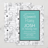 Invitation Kraft pour fête d'anniversaire thème pl (Devant / Derrière)