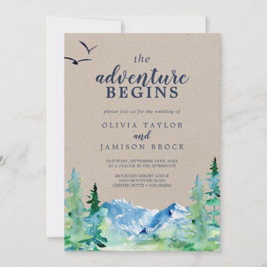 Invitation Kraft Rocky Mountain L'aventure commence Mariage (Devant)