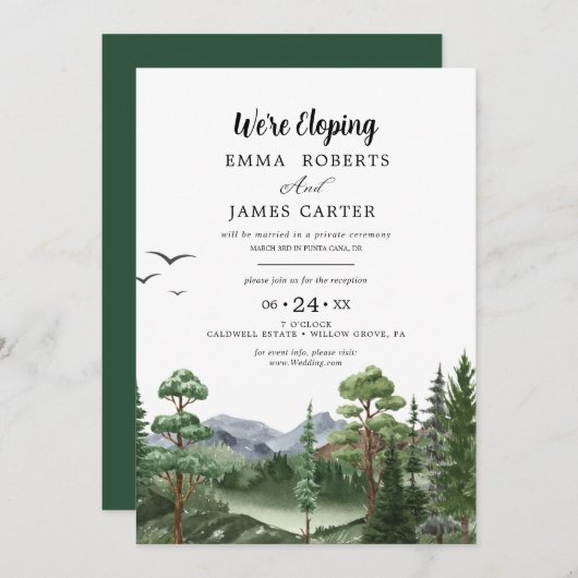 Invitation Kraft Rocky Mountain | Réception de mariage intime (Devant / Derrière)