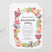 Invitation Kraft Rustic Floral Frontière Bachelorette Party I (Devant / Derrière)