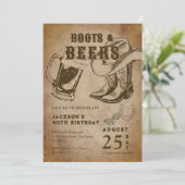 Invitation Kraft Sketch Western Cowboy Boots & Beers Annivers (Debout devant)