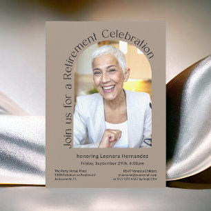 Invitation Kraft Tan Simple Photo Arch Retraite Party