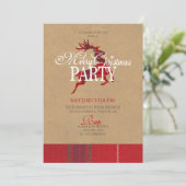 Invitation Kraft & Tartan Reindeer Christmas Party ID589 (Debout devant)