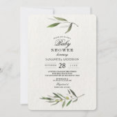 Invitation Kraft Watercolor Branche d'olive verte (Devant)
