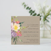 INVITATION KRAFT YELLOW BLUSH BURGUNDY FÊTE DES MARIÉES FLORA (Debout devant)